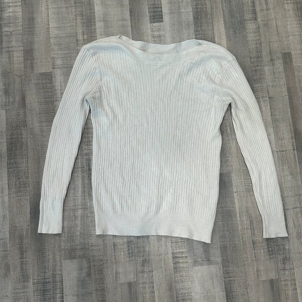 Blu Dahlia White Ribbed Sweater medium